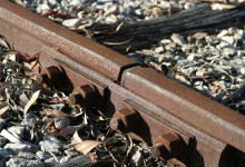 Rusty rails with fishplate, Kojonup